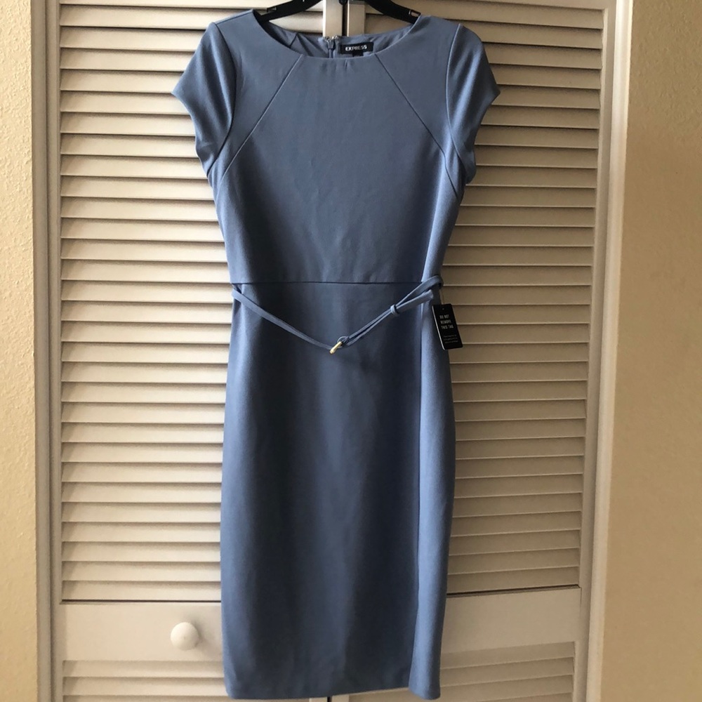 Express Blue Belted Sheath Dress M - FINAL PRICE